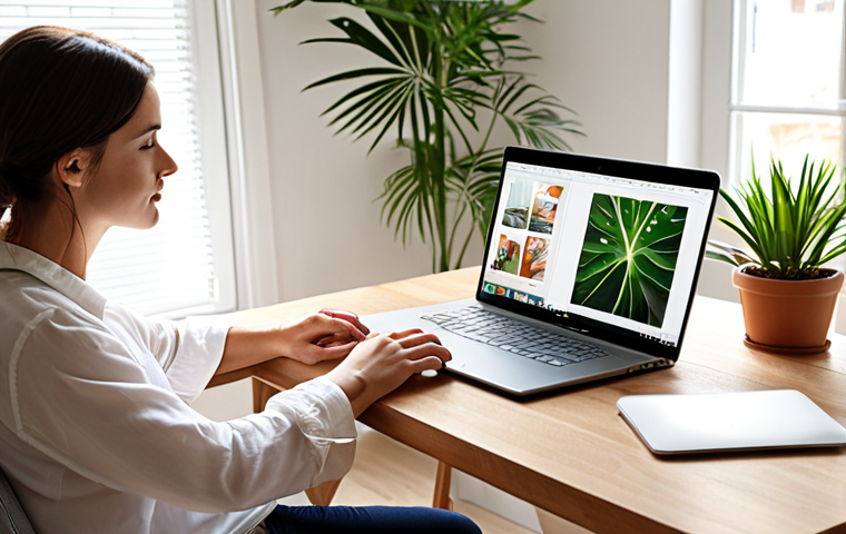 **
Flexible workspace: A bright, modern home office setup with a person working comfortably on a laptop. The scene includes elements suggesting work-life balance, like a plant, a cup of coffee, and natural light.
**